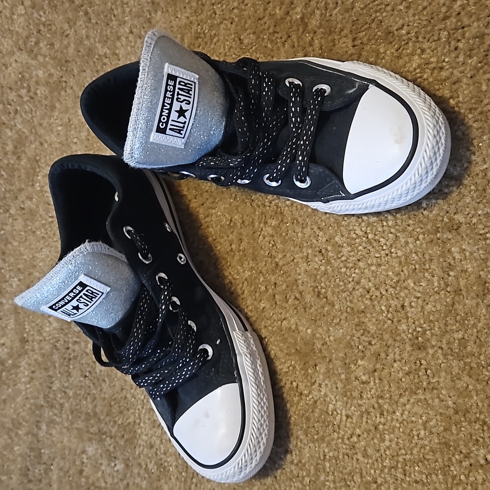 Converse All Star, black & silver, size 8